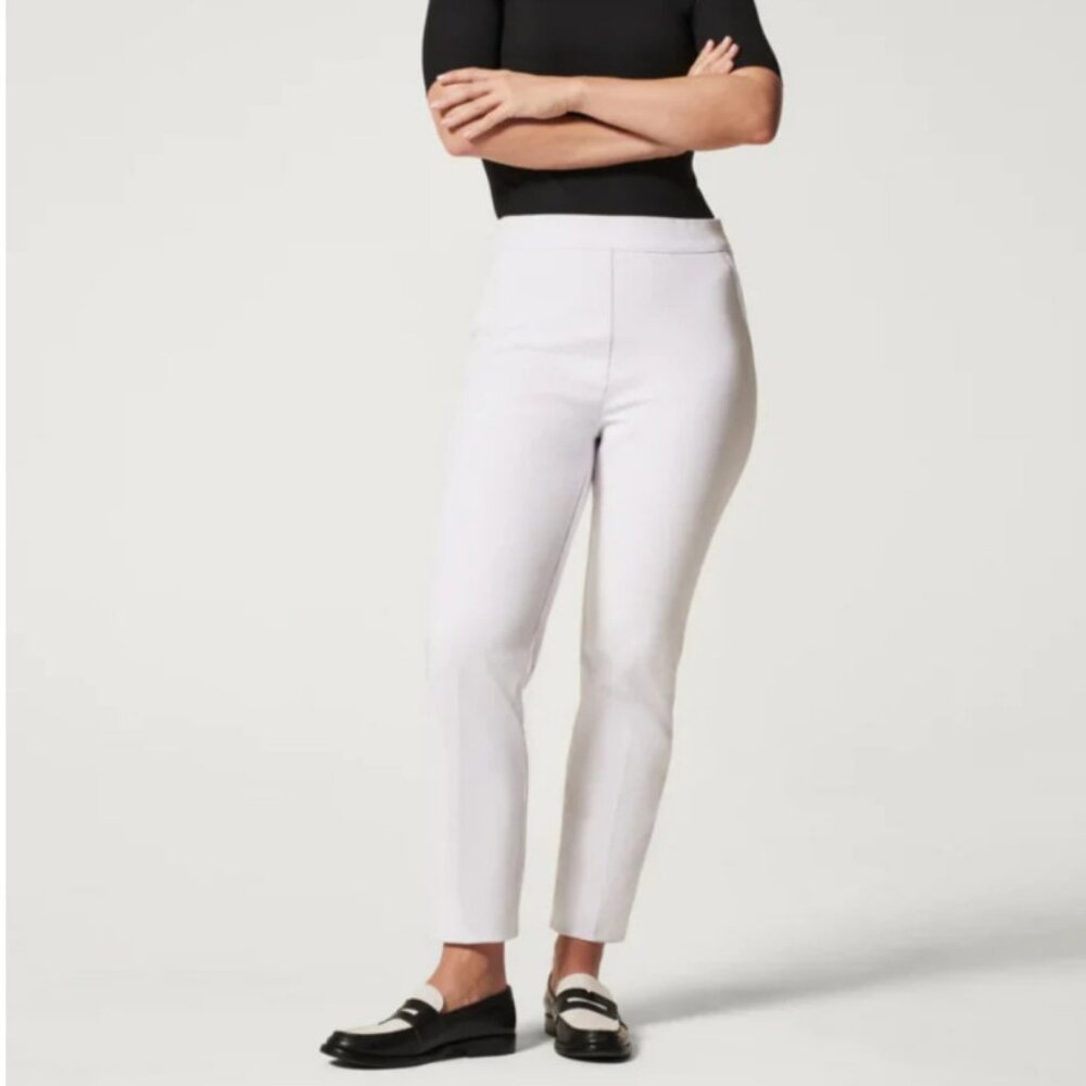 Spanx On the Go Slim Straight Classic White Pants NWT Large